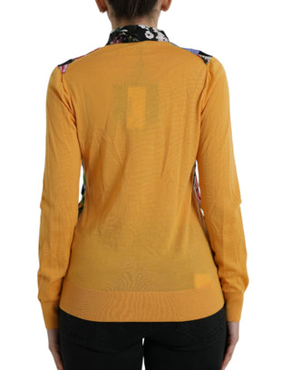Suéter henley de cachemira multicolor con parches
