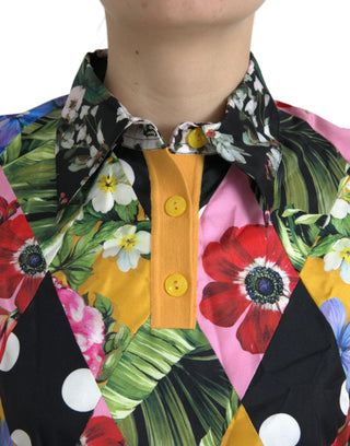 Suéter henley de cachemira multicolor con parches