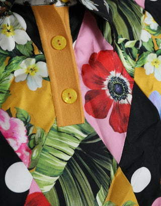 Suéter henley de cachemira multicolor con parches