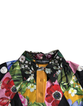 Suéter henley de cachemira multicolor con parches