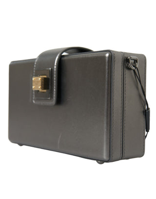 Metallic Gray Calfskin Leather DG BOX Shoulder Bag