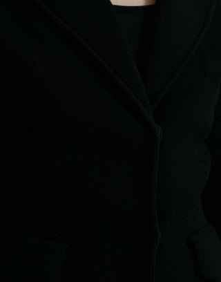 Black Viscose Single Breasted Blazer Jacket