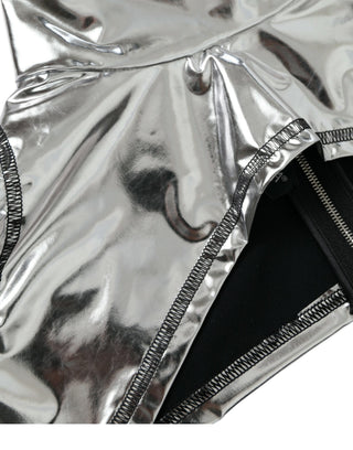 Silver Polyester Stretch Top