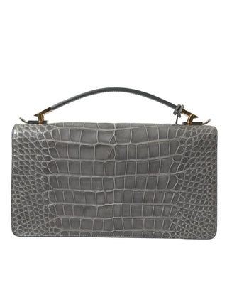 Bolso de mano mediano de cuero exótico gris para hombro