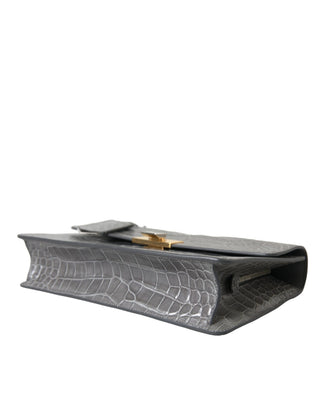 Bolso de mano mediano de cuero exótico gris para hombro
