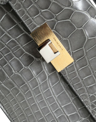 Bolso de mano mediano de cuero exótico gris para hombro