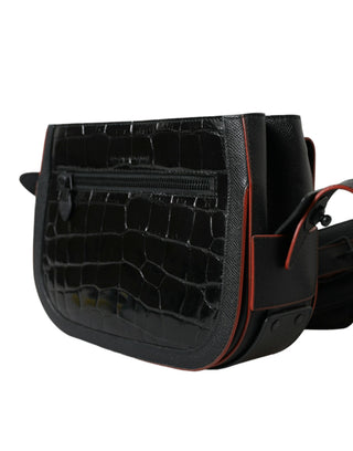 Black Exotic Leather Shoulder Crossbody Camera Bag