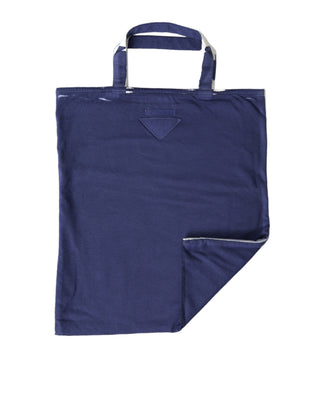 Bolso tote de compras de tela jersey azul con logo para hombro