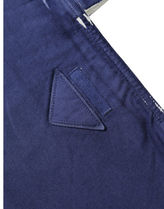 Bolso tote de compras de tela jersey azul con logo para hombro