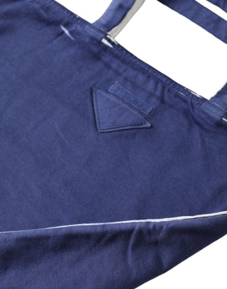 Bolso tote de compras de tela jersey azul con logo para hombro
