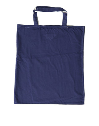 Bolso tote de compras de tela jersey azul con logo para hombro