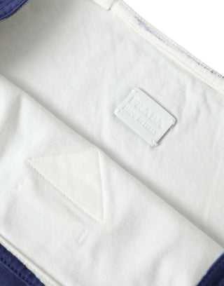 Bolso tote de compras de tela jersey azul con logo para hombro