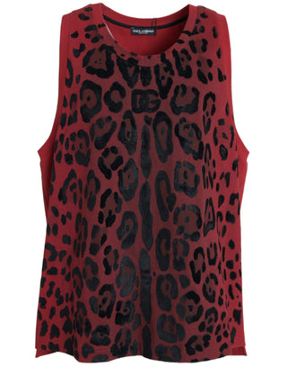 Camiseta sin mangas con estampado de leopardo rojo