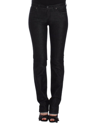 Schwarze Slim-Jeans Denim-Hose Skinny Leg Stretch