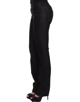 Schwarze Slim-Jeans Denim-Hose Skinny Leg Stretch