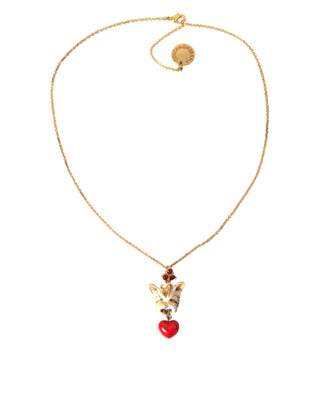 Collar con colgante de corazón de perro de cadena de latón dorado