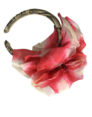 Diadema para mujer de seda con apliques florales multicolor