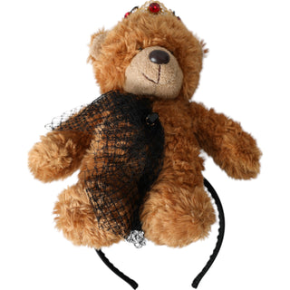 Brauner Teddybär Gold Kristall Krone Haarband Diadem