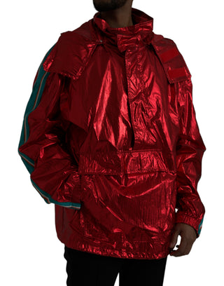 Rote Kapuzenpullover-Sweatshirtjacke aus Nylon