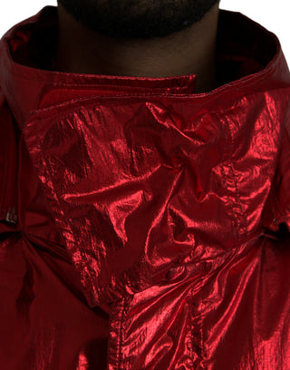 Rote Kapuzenpullover-Sweatshirtjacke aus Nylon