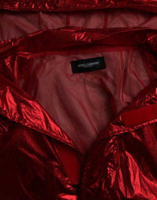 Rote Kapuzenpullover-Sweatshirtjacke aus Nylon