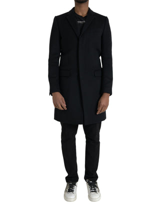 Schwarze einreihige Trenchcoat-Jacke