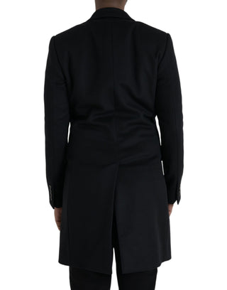 Schwarze einreihige Trenchcoat-Jacke