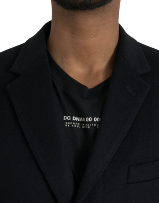 Schwarze einreihige Trenchcoat-Jacke