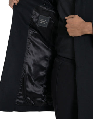 Schwarze einreihige Trenchcoat-Jacke