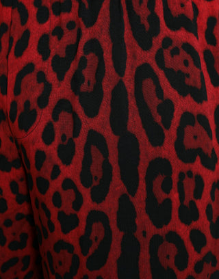 Bermudas rojas de viscosa con estampado de leopardo