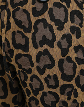 Braune Jogginghose aus Polyester mit Leopardenmuster