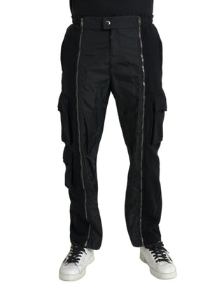 Schwarze schmale Hose aus Baumwollmischung