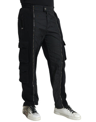 Schwarze schmale Hose aus Baumwollmischung
