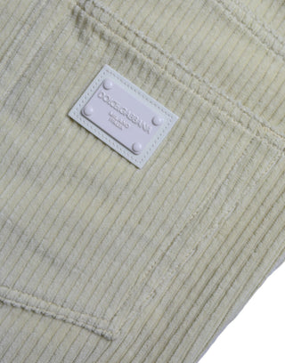 Gelbe schmale Jeans aus Cord mit Logo-Plakette