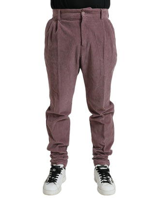 Lila Stretch-Cordhose mit schmalem Schnitt