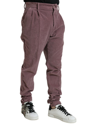 Lila Stretch-Cordhose mit schmalem Schnitt