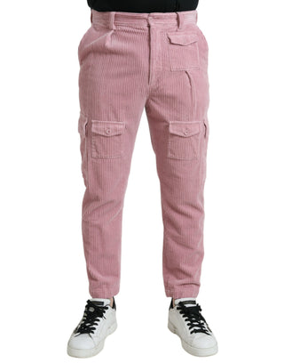 Rosa Corduroy-Baumwollstretch Skinny Cargo-Jeans