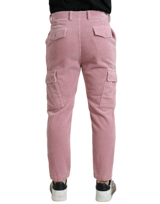 Rosa Corduroy-Baumwollstretch Skinny Cargo-Jeans