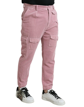 Rosa Corduroy-Baumwollstretch Skinny Cargo-Jeans