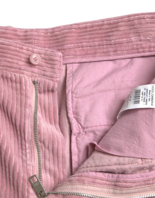 Rosa Corduroy-Baumwollstretch Skinny Cargo-Jeans
