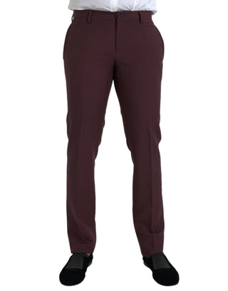 Bordeauxrote Woll-Herrenanzughose im Slim Fit