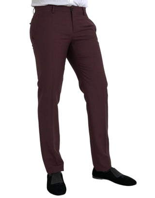 Bordeauxrote Woll-Herrenanzughose im Slim Fit