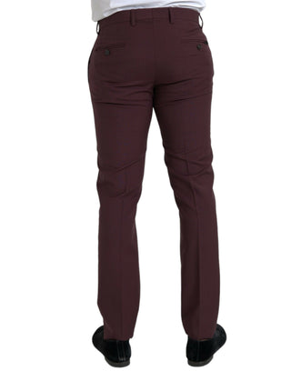 Bordeauxrote Woll-Herrenanzughose im Slim Fit