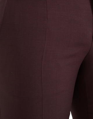 Bordeauxrote Woll-Herrenanzughose im Slim Fit