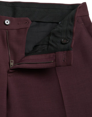 Bordeauxrote Woll-Herrenanzughose im Slim Fit