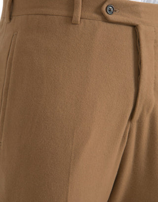 Beige Kaschmir Herren Anzughose mit geradem Schnitt