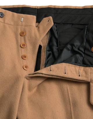 Beige Kaschmir Herren Anzughose mit geradem Schnitt