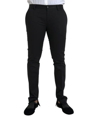 Schwarze, schmale Stretch-Anzughose aus Baumwolle