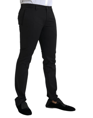 Schwarze, schmale Stretch-Anzughose aus Baumwolle