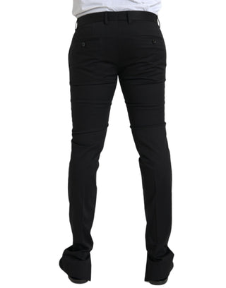 Schwarze, schmale Stretch-Anzughose aus Baumwolle